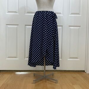 Green Envelope navy & polka dot skirt